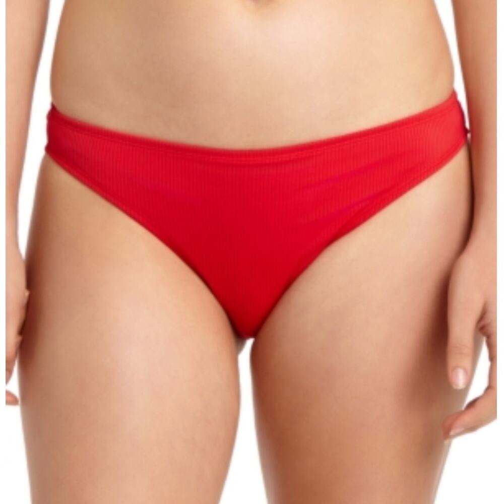 California Waves RED Ribbed Bikini Swim Bottom